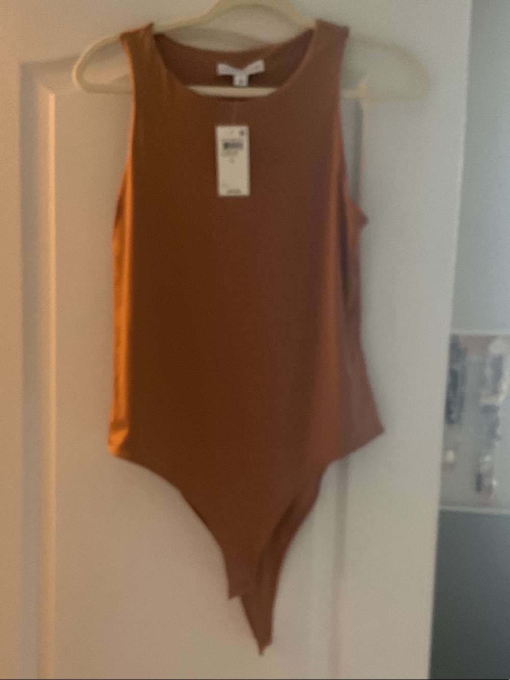 Sleeveless Rust Brown Women's Bodysuit - Classic Scoop Neck